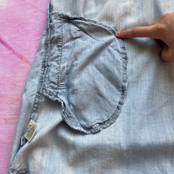 Cloth & Stone Light Wash Denim Sleeveless A-Line V-Neck Shift Dress | Size S - Picture 8 of 13